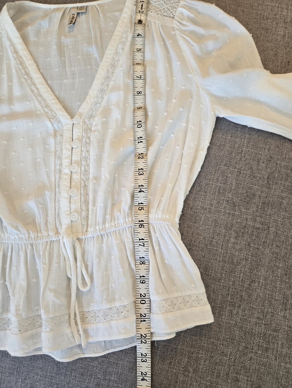 EVER NEW I US 2 Tasha Trim Sploced Dobby Blouse I cream - Picture 9 of 9